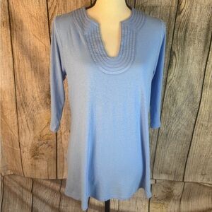J. Jill Light Blue Split-Neck Tunic
